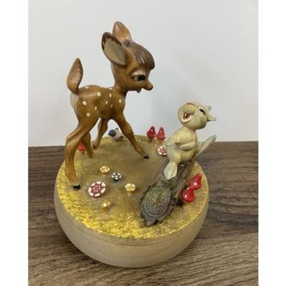 Anri Disney Bambi & Thumper Carved Wood Music Box Hi Lilli Hi Lo WORKS VIDEO - Picture 9 of 12
